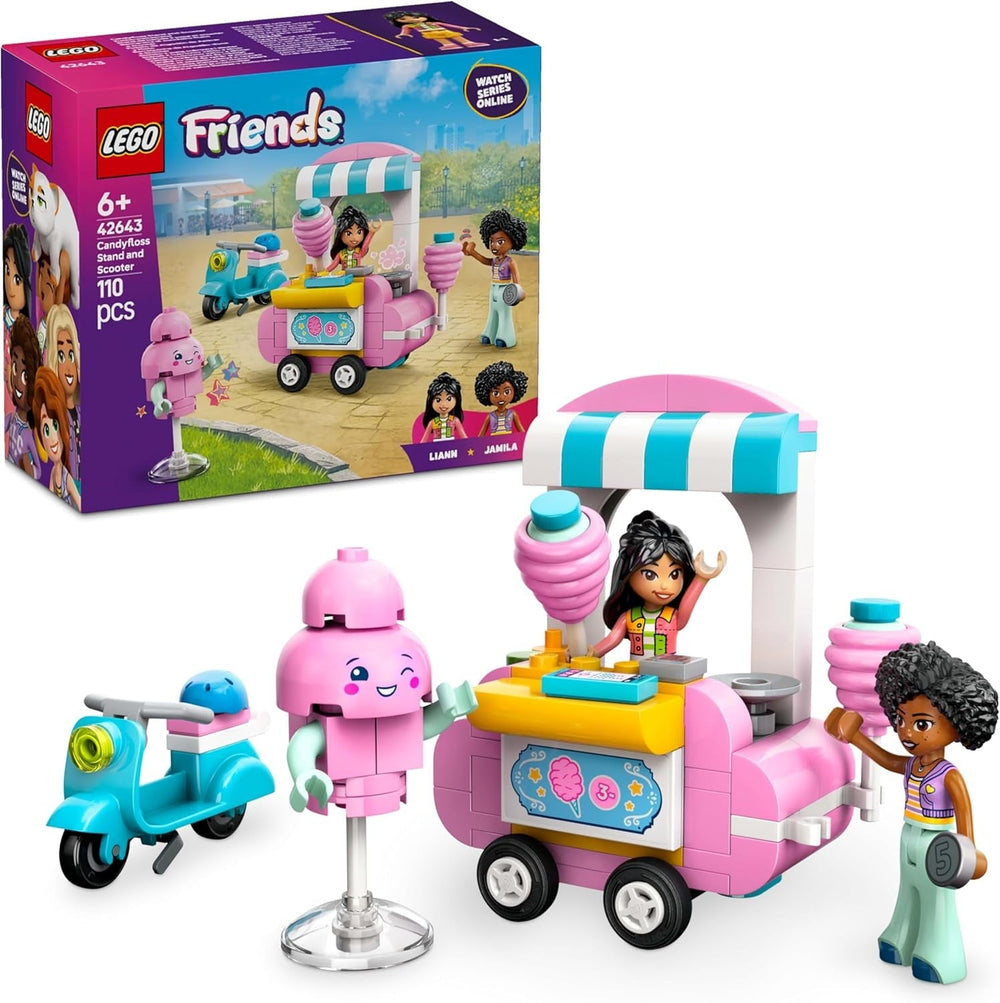 Suport pentru vată de zahăr LEGO Friends, set de joacă pentru jocuri de rol creative cu 2 minifigurine, suport mobil și accesorii, cadou pentru fete de la 6 ani, set de construcție cu mini păpuși 42643 Seturi de constructie Besuche den LEGO-Store Titlu implicit