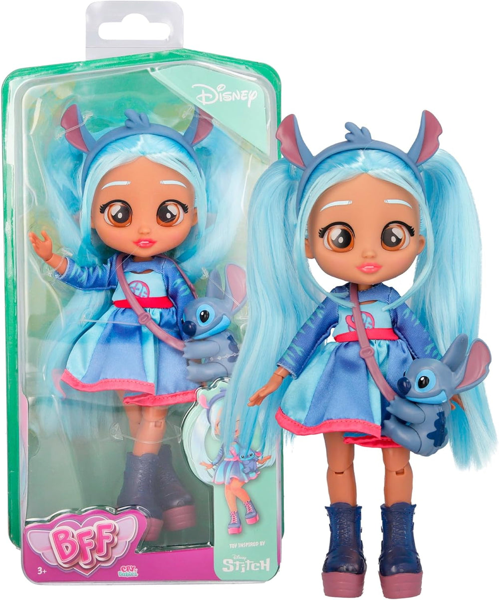 BFF by Cry Babies Disney Stitch, BFF Fashion Doll im Stitch-Outfit zum An- und Ausziehen, inklusive Styling-Accessoires, Spielzeug und Geschenk für Kinder ab 3 Jahren