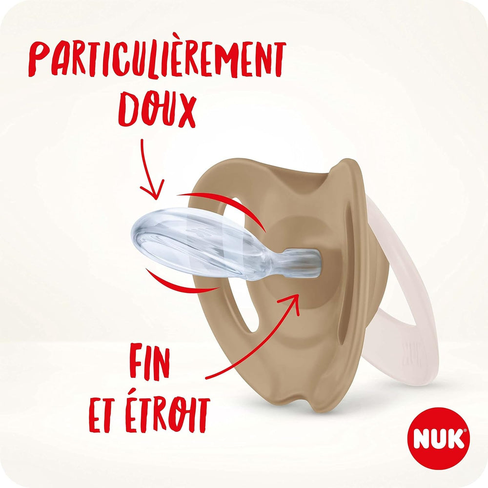 Suzetă NUK Star Night & Day pentru bebeluși 0-6 luni, strălucește în întuneric, silicon fără BPA, pisică roz, pachet de 2