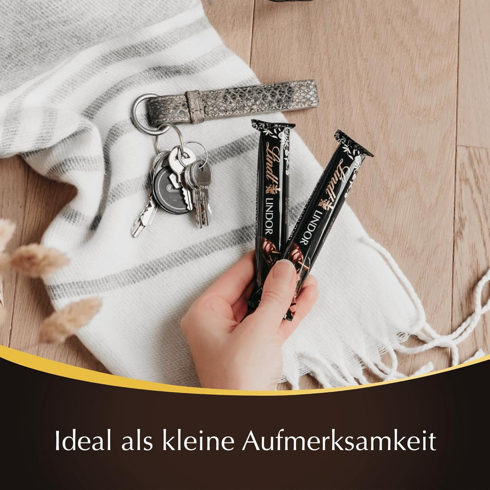 Lindt Ciocolată | Bețișoare LINDOR 60% Cacao | 100g | 4 bețișoare de ciocolată cu ciocolată neagră 60% cacao și umplutură care se topește în gură | Bețișor de ciocolată