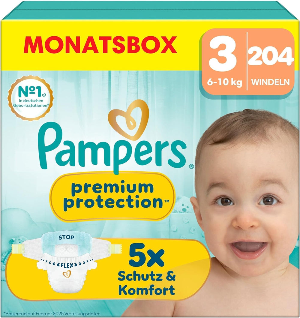 Pampers Premium Protection mărimea 6, 144 scutece, 13 kg-18 kg, protecția noastră numărul 1 împotriva pielii și scurgerilor