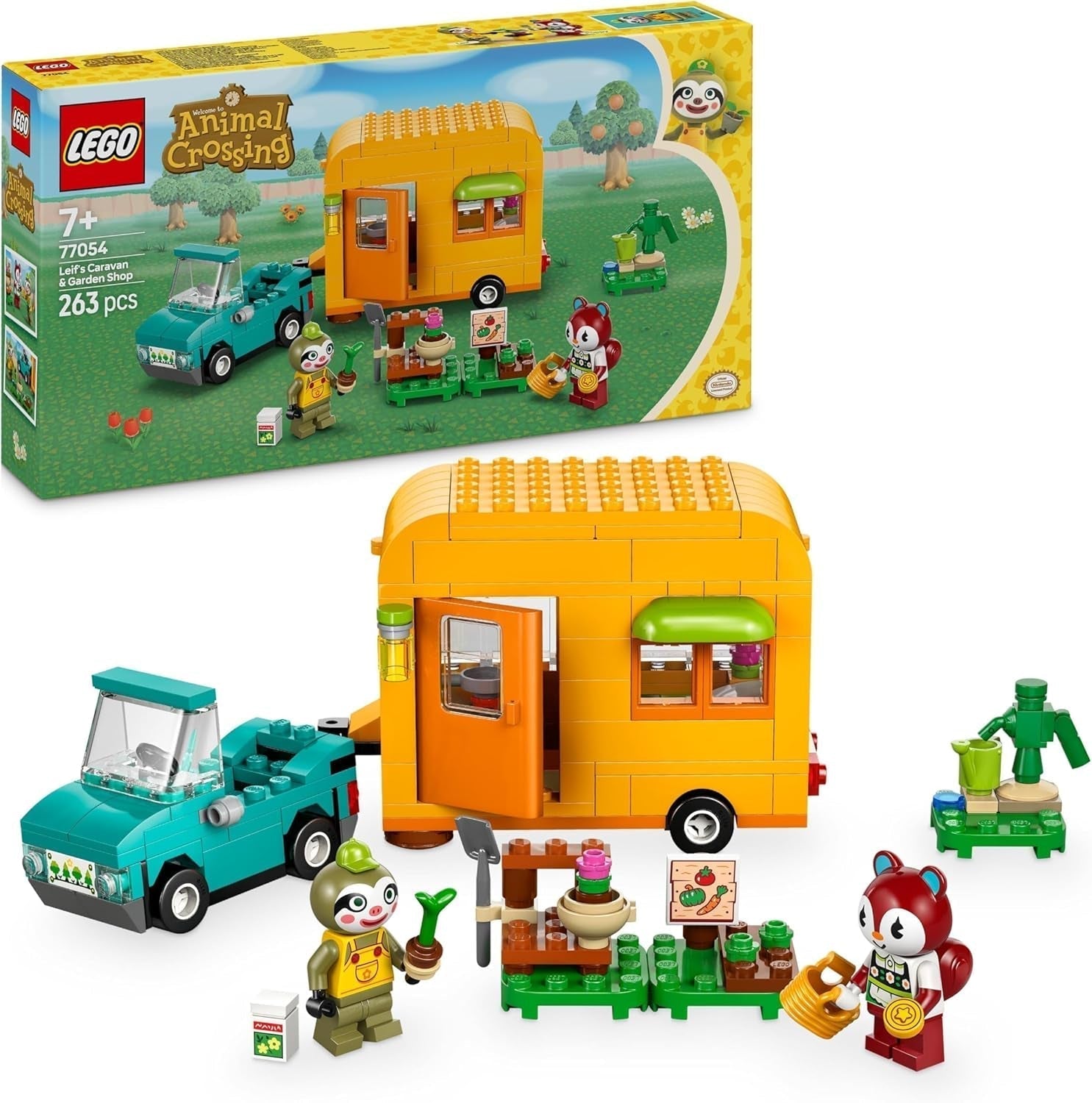 LEGO Animal Crossing Gerd's Caravan & Garden, set pentru jocuri de rol, mașină de jucărie pentru copii, cadou pentru fete și băieți de la 7 ani, jucărie pentru jocuri video cu figurine de animale 77054 Seturi de constructie Besuche den LEGO-Store Titlu implicit