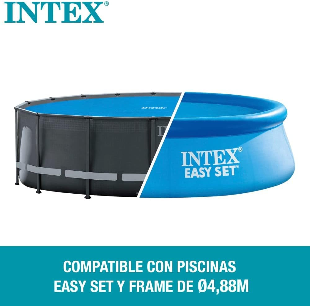 Intex 28014 - Prelată solară, Prelată izolată termic pentru piscine rotunde Easy Set/Frame, Polietilenă, Albastră, ⌀ 488 cm