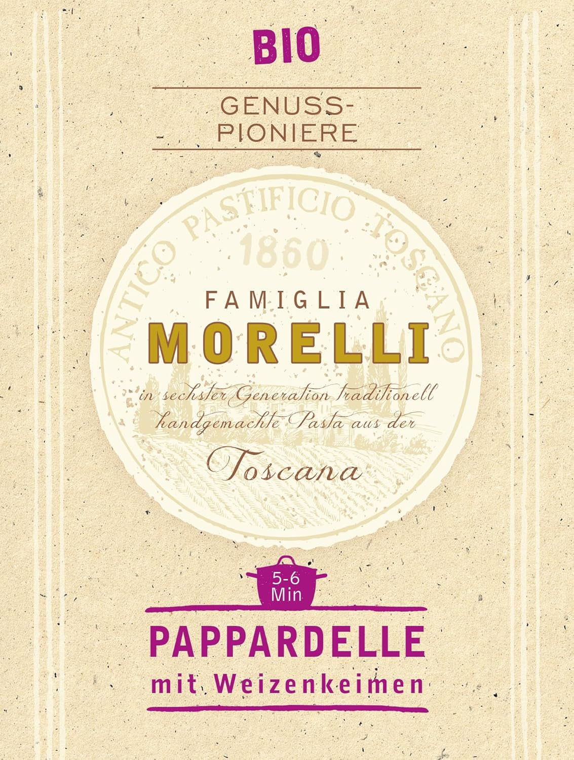 BioGourmet Pappardelle cu Germeni de Grâu – Paste Organice Late pentru Mâncăruri înăbușite și Sosuri – cu Nutrienți Extra | 500 g | Organice și Vegane