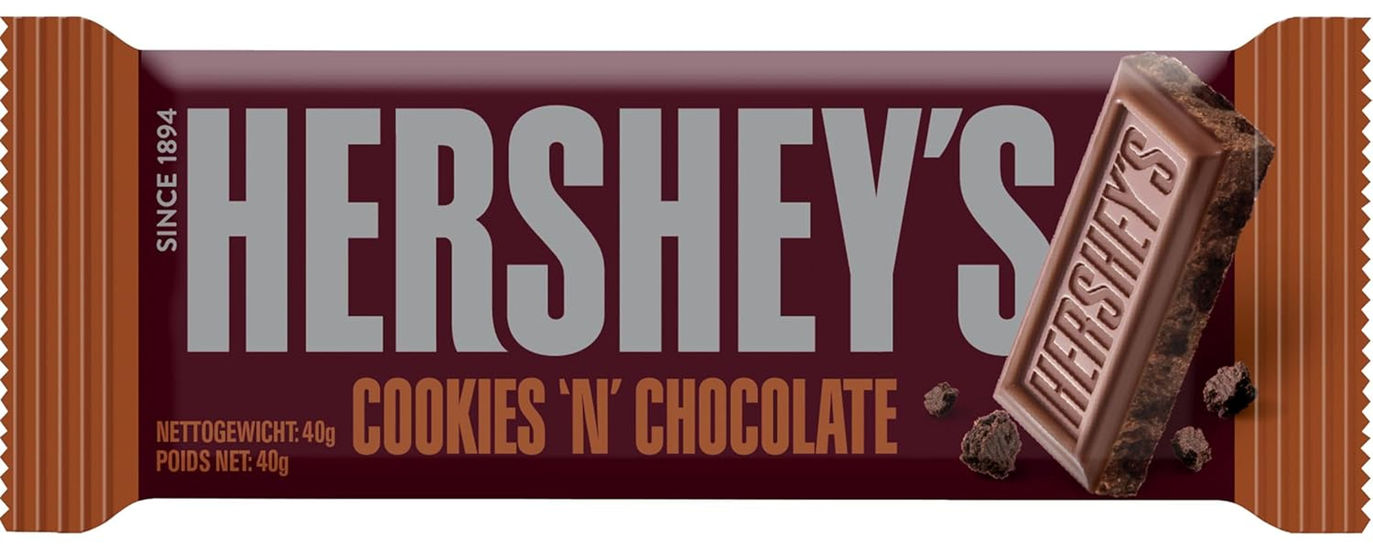 Cookies 'n' Chocolate, pachet de 24 (24 x 40g) – Ciocolată cu lapte care se topește în gură cu bucățele crocante de fursecuri