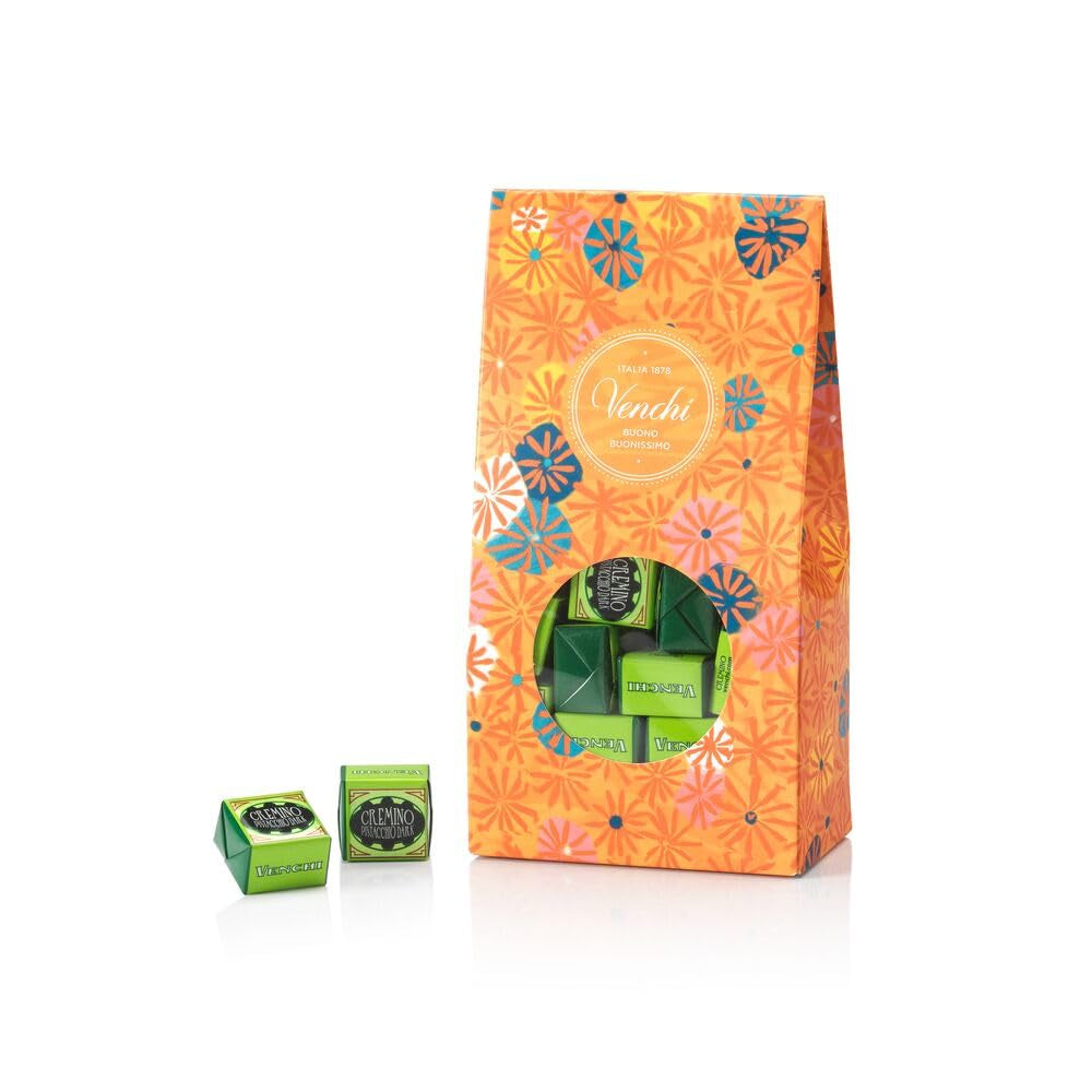 Venchi – Cutie cadou Murrine cu praline Cremino cu fistic, cu ciocolată albă, 305 g, fără gluten, fără coloranți artificiali, fără conservanți – Idee perfectă de cadou