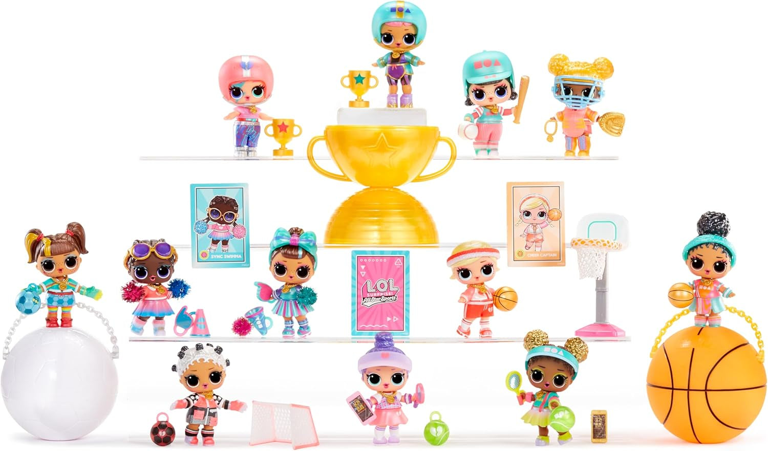 LOL Surprise! Colecția All-Star Sports Vault Tots - Include 1 păpușă, ambalaj blindat, 12 păpuși de colecție, 8 accesorii de despachetat, ideal pentru copii cu vârsta de 4 ani și peste, roz