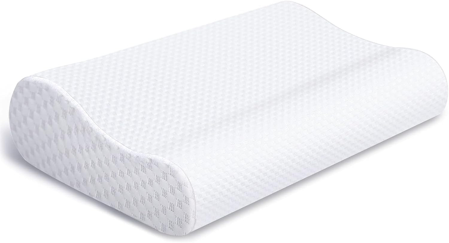 Findigit pernă de sănătate, pernă din spumă cu memorie, pernă ortopedică de susținere a gâtului pentru dormit lateral și pe spate, pernă ergonomică pentru coloana cervicală (60 X 35 X 11/9 cm) Perne ortopedice cervicale Naty Shop