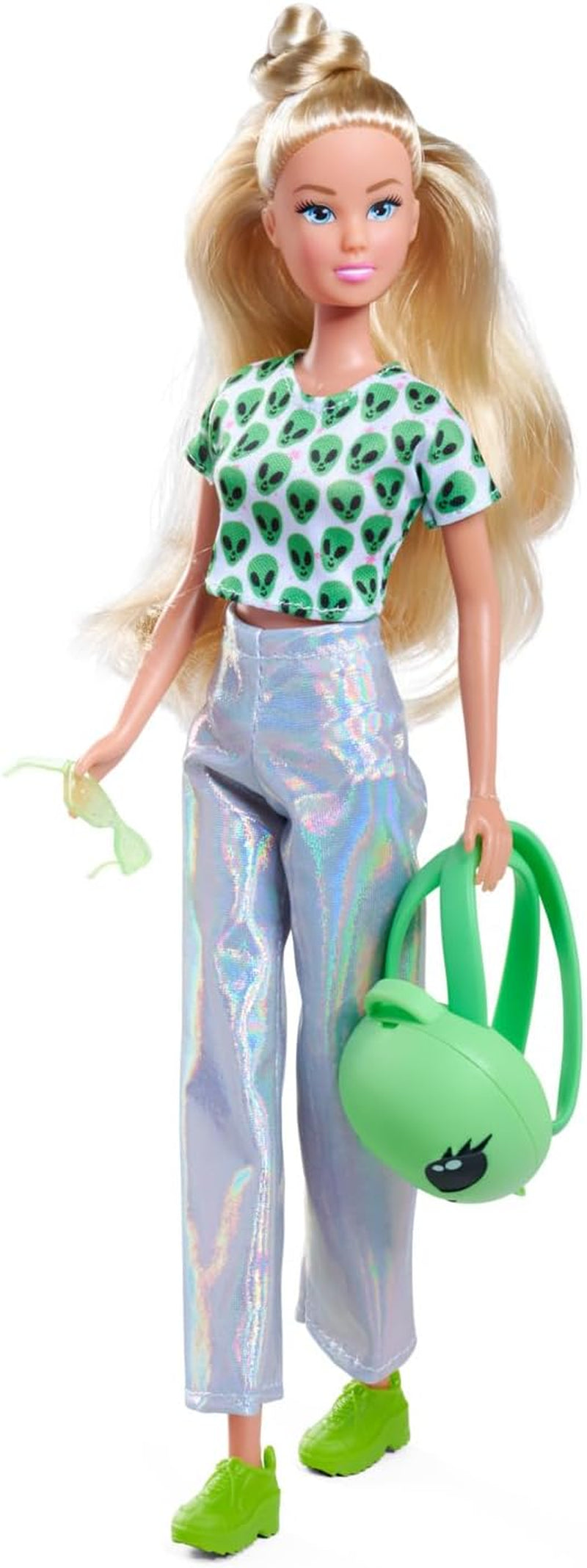 Simba Steffi Love Space Fashion – Modepuppe mit futuristischem Outfit & Rucksack zum Öffnen, 29 cm, modisches Rollenspiel für Kinder ab 3 Jahren
