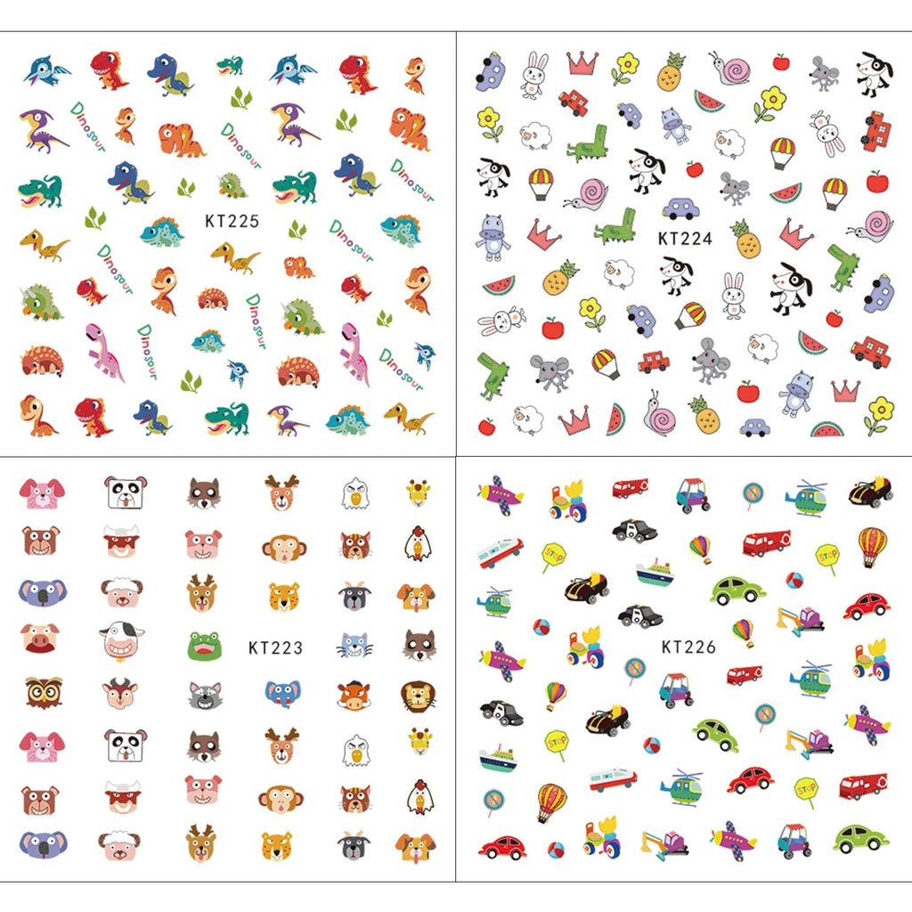 Autocolante de unghii pentru copii și fete, peste 600 de modele, animale, fructe, dinozauri, mașini, flori, autoadezive 3D, autocolante pentru unghii pentru copii, petrecere de ziua de naștere, cadou de salon de unghii cu ceai și spa