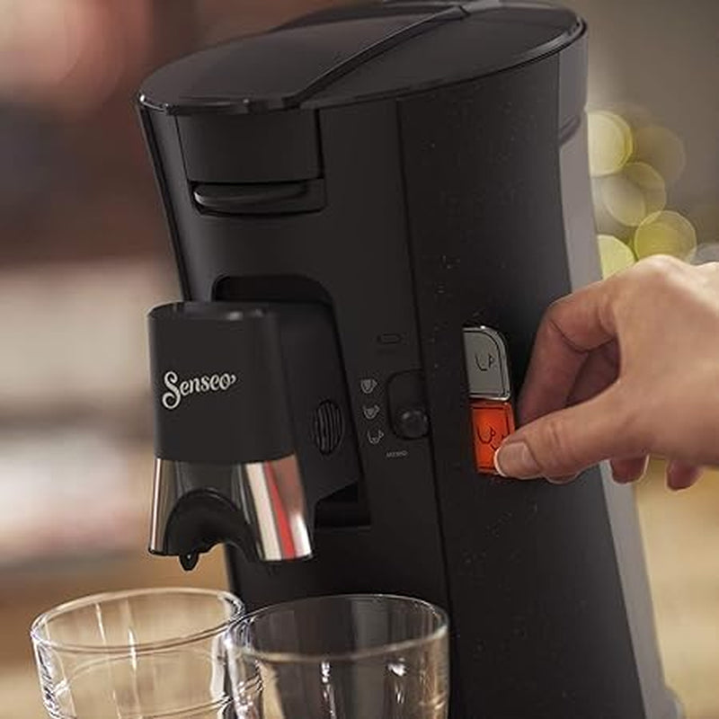 Espressor cu capsule Philips Senseo Select ECO, negru/pătat - alegere a intensității cafelei plus funcție de memorare, fabricat din plastic reciclat (CSA240/20)