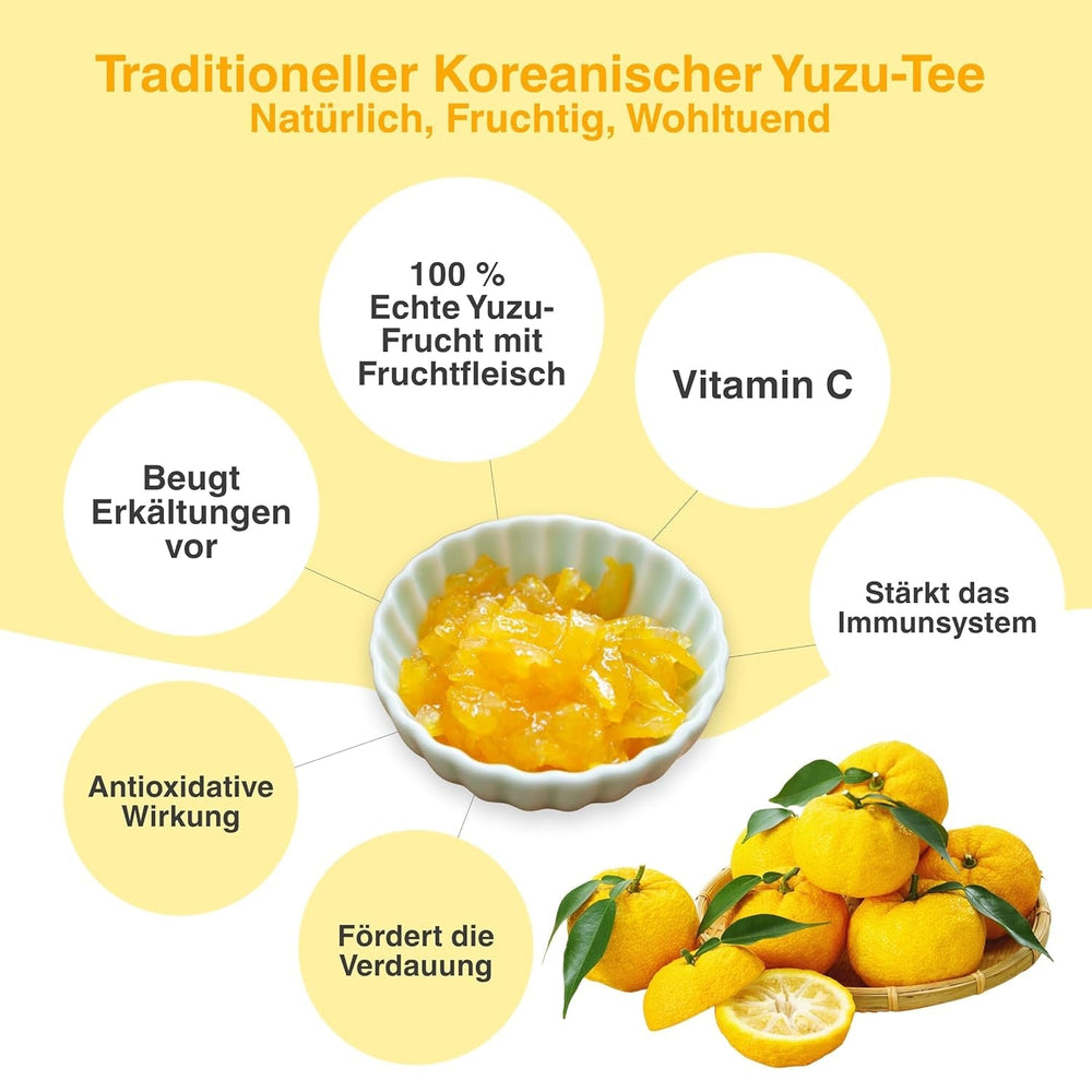 Easycookasia Korean Drink – Ceai Yuzu | Fructat, dulce și citric | Cu vitamina C | Pentru ceai, limonadă, cocktailuri și deserturi | Descoperă cultura asiatică a ceaiului (500 g)