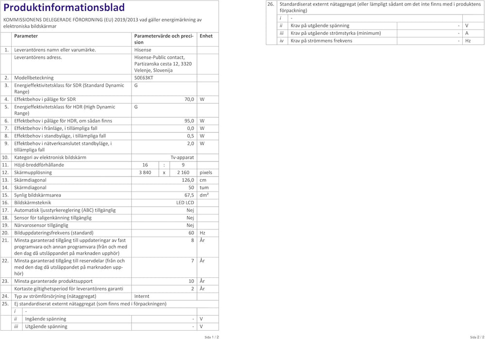 Televizor LED Hisense 50E63KT, 50 de inci, Smart TV UHD 4K