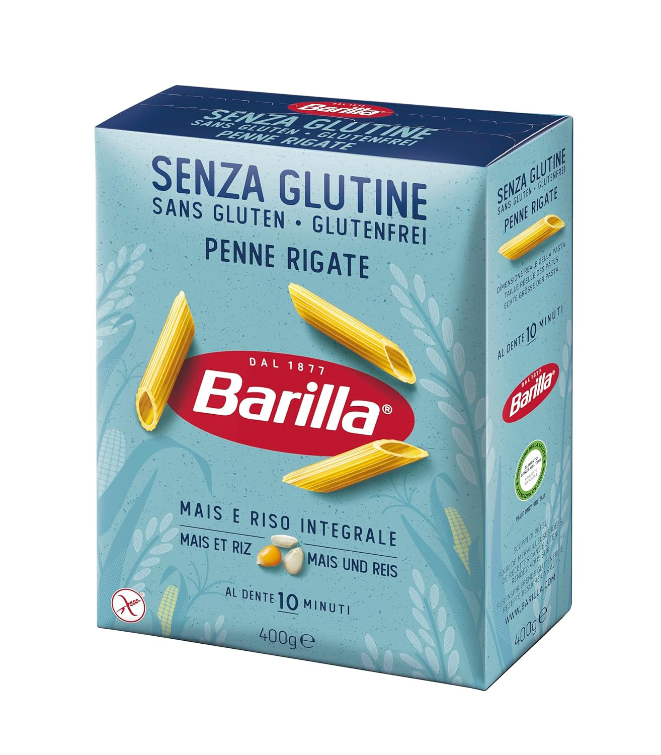 Paste Barilla Penne Rigate fără gluten, făcute din porumb și orez delicios – perfecte pentru persoanele cu boală celiacă sau intoleranță la gluten (14 x 400 g)