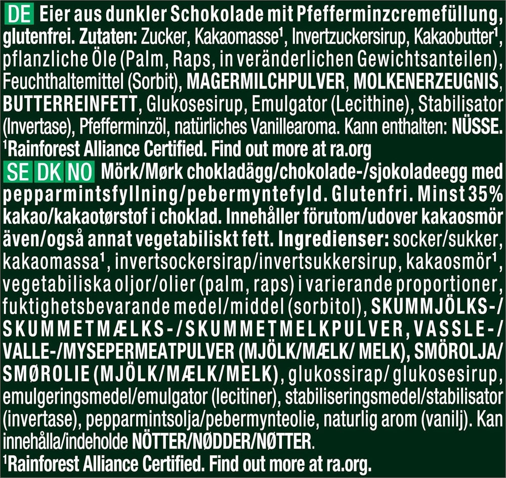 NESTLÉ after EIGHT, ouă mici de Paște de ciocolată neagră ambalate individual cu umplutură de mentă, 90 grame Bomboane de Ciocolata Naty Shop