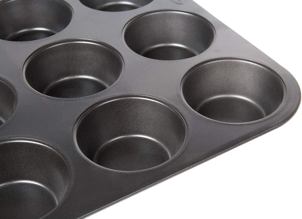 Wenco Muffinform 12Er Antihaft Backblech, Spülmaschinengeeignet, Karbonstahl – Muffinblech Für 12 Muffin – Hitzebeständig Bis 220°C, Schwarz Matrite si tavi pentru copt Naty Shop