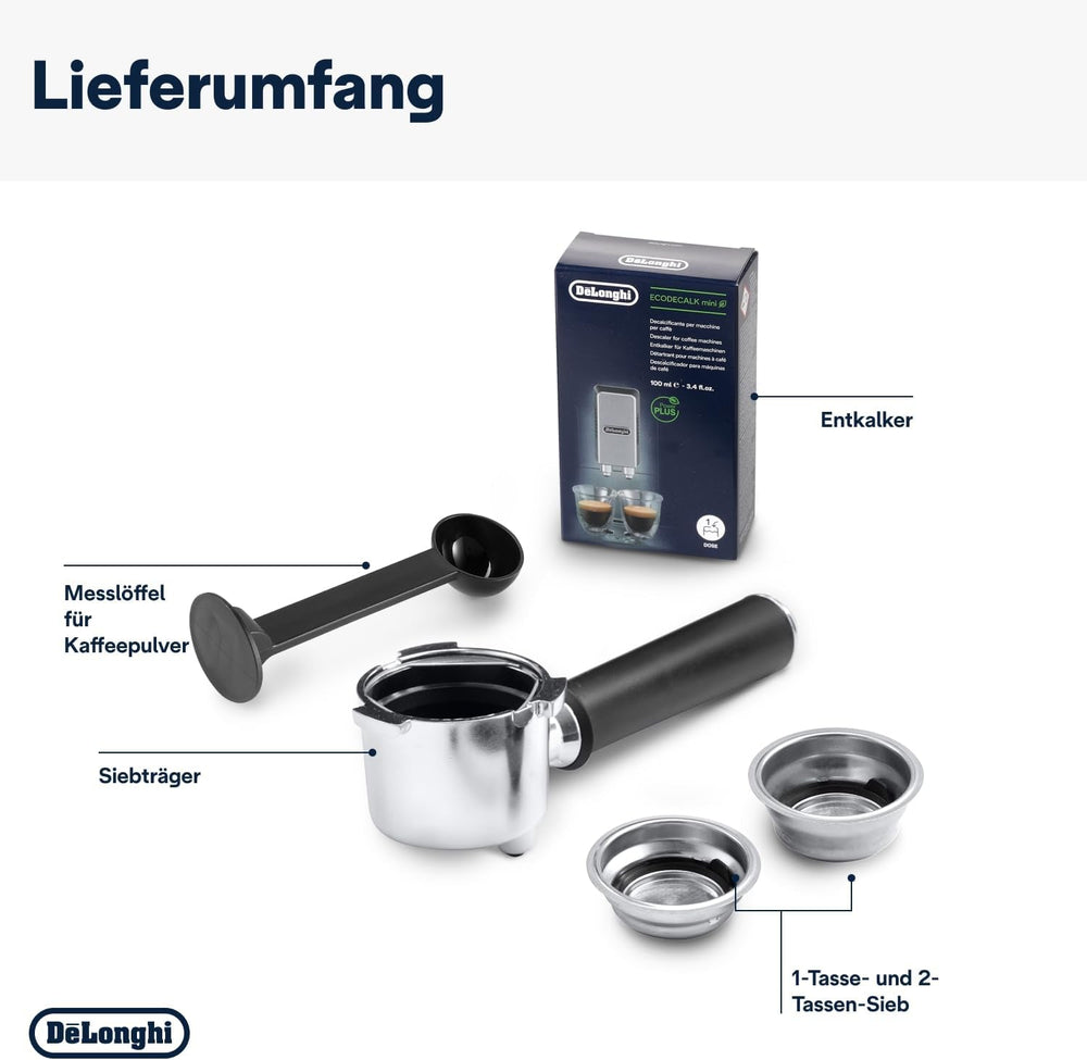 De'Longhi Dedica Style EC 685.B – Espressor cu portafiltru, espressor cu spumator de lapte profesional, doar 15 cm lățime, pentru cafea măcinată sau capsule ESE, rezervor de apă de 1 l, negru