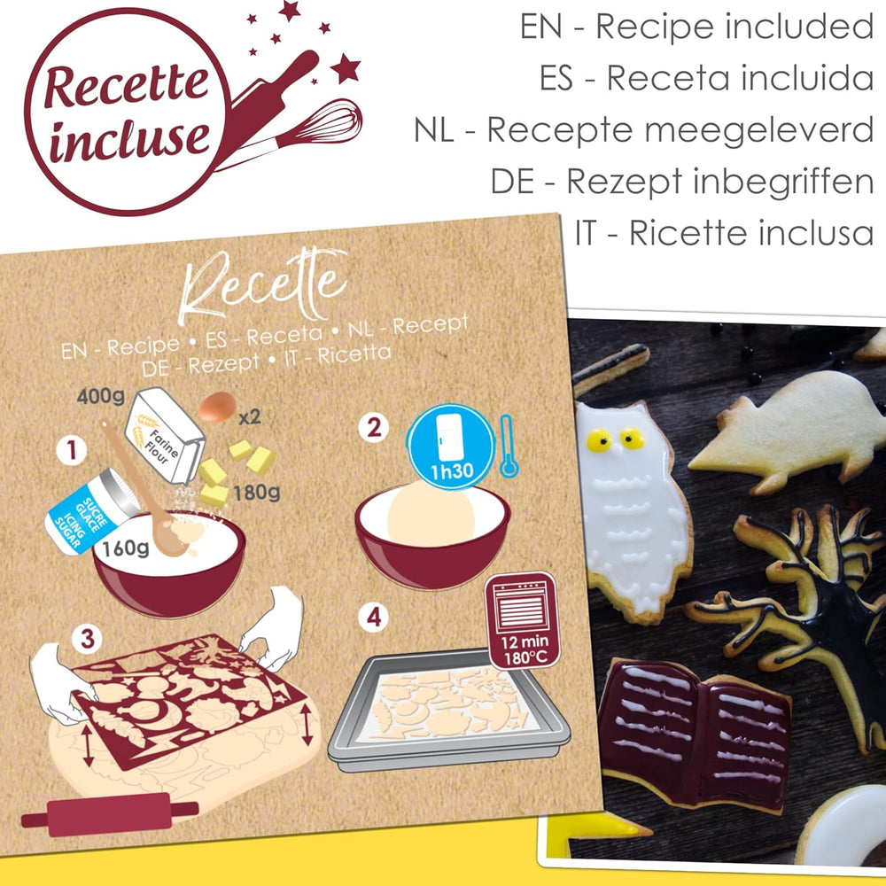 RECIPIENTE DE GĂTIT - Formă de tăiat fursecuri, Wizard – Tavă de copt cu forme pentru fursecuri, shortbread, decorațiuni 2066