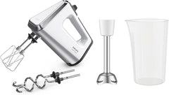 Krups GN9121 3 Mix 9000 Handmixer | 750 Watt | Geschwindigkeitsregler | Turbomodus | Auswurffunktion | Ergonomischer Griff | Inkl. Schneebesen, Knethaken, Pürierstab-Aufsatz, Messbecher | Weiß/Silber Naty Shop Weiß/Silber Single