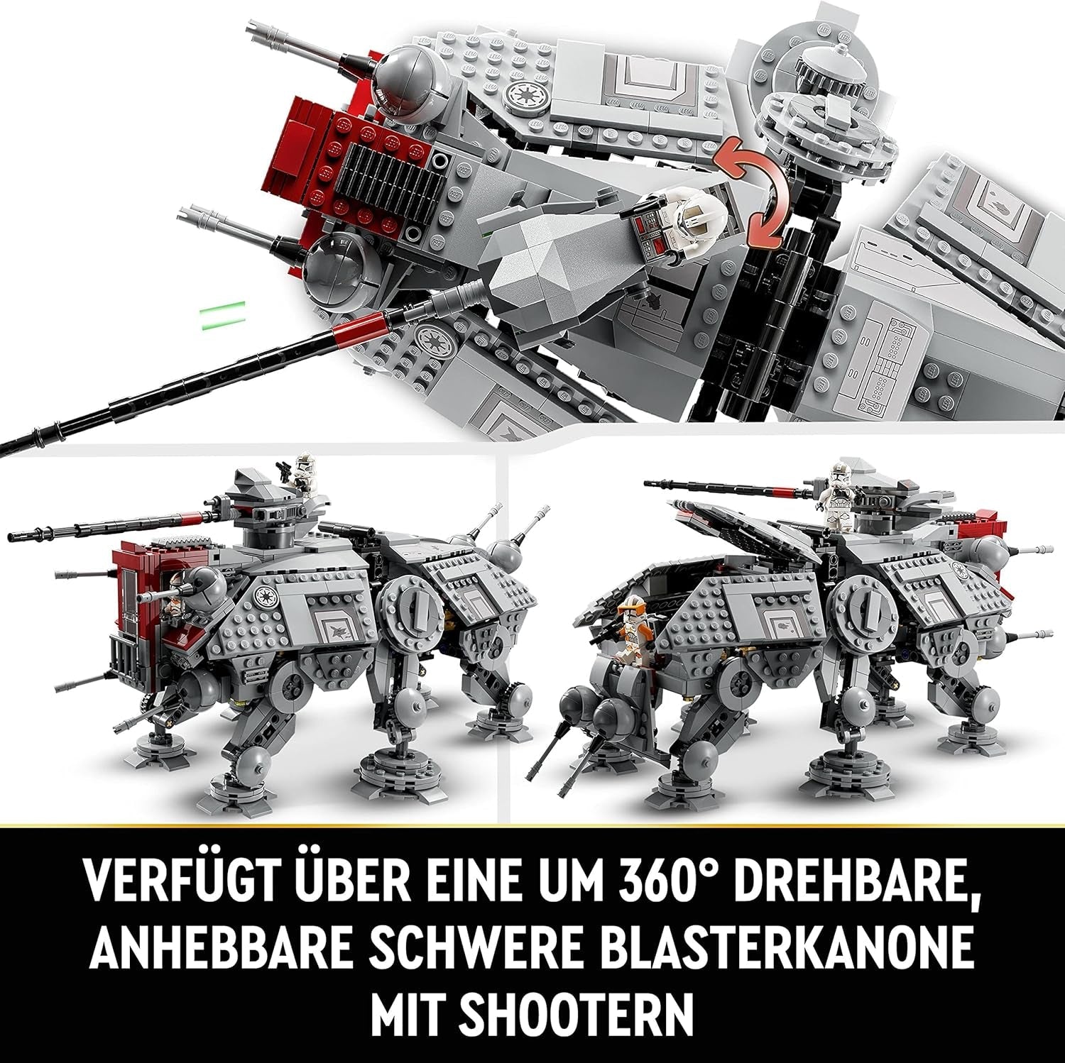 LEGO Star Wars At-Te Walker, model de jucărie mobil, set cu minifigurine, inclusiv 3 Clone Troopers, Droizi de luptă și Dwarf Spider Droid 75337 Seturi de constructie Besuche den LEGO-Store