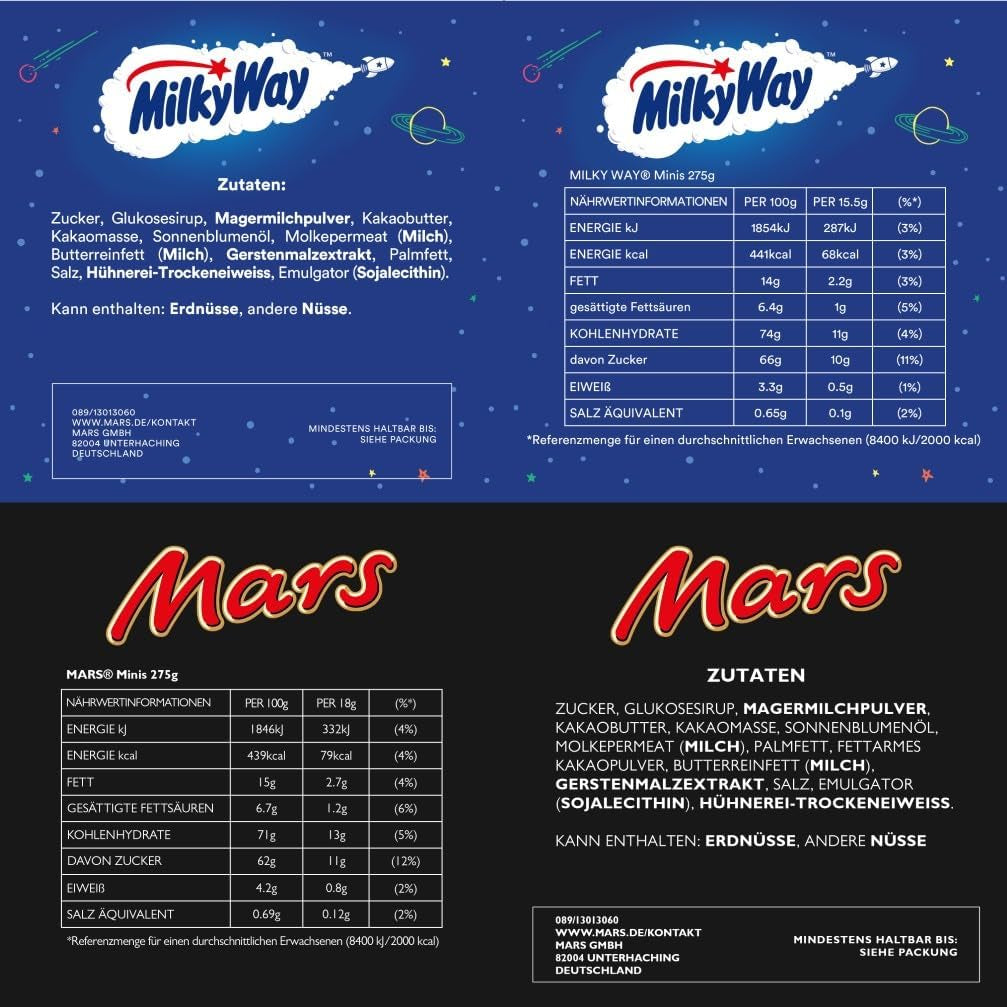 Pachet mixt de mini ciocolată, 71 de mini gustări de ciocolată (Mars, Snickers, Bounty, Twix, Milky Way) sub formă de dulciuri, ideale pentru o seară de fotbal american (1400g)