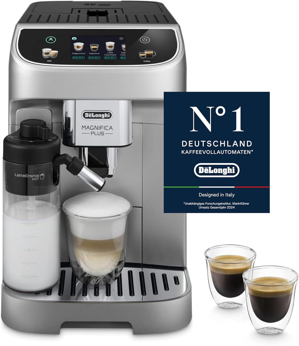 De'Longhi Magnifica Evo Next - Perfetto Espressor complet automat cu spumator de lapte LatteCrema, 13 băuturi cu o singură atingere, aparat de cafea și cappuccino, ecran tactil color, titan (ECAM312.80.TB)