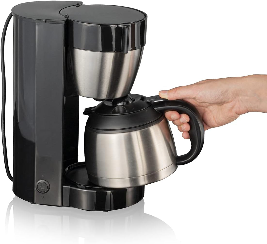 Espressor cu filtru Cloer 5009 cu funcție de menținere la cald, pentru până la 8 cești, 800 W, cu carafă izolată din oțel inoxidabil, cană filtrantă 1x4, negru