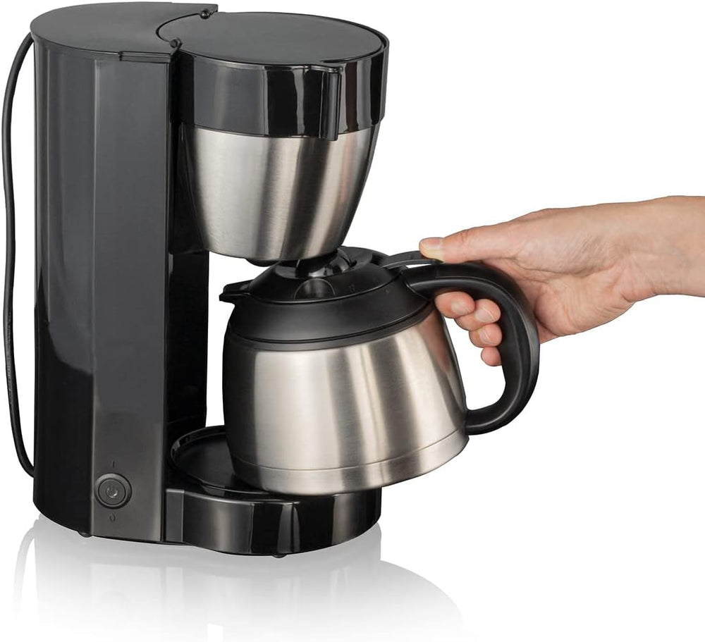 Espressor cu filtru Cloer 5009 cu funcție de menținere la cald, pentru până la 8 cești, 800 W, cu carafă izolată din oțel inoxidabil, cană filtrantă 1x4, negru