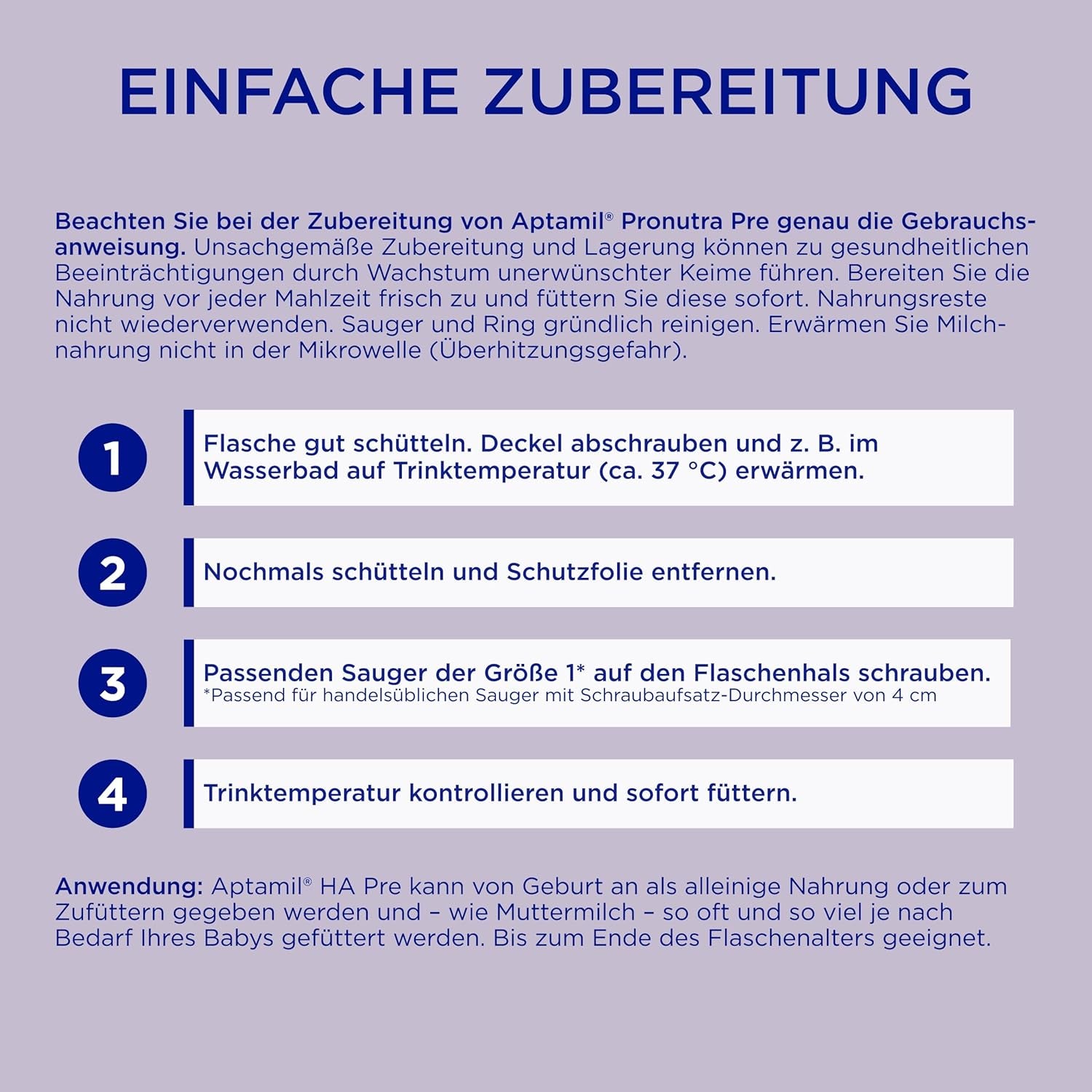 Aptamil HA Pre Ready to Drink – Lapte hidrolizat pentru sugari de la naștere – 4 x 2 x 90 ml