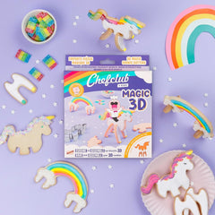CHEFCLUB, Forme de biscuiți 3D Magice Unicorn și Curcubeu, Forme de biscuiți 3D Interconectate Unicorn și Curcubeu, Distracție de copt pentru copii