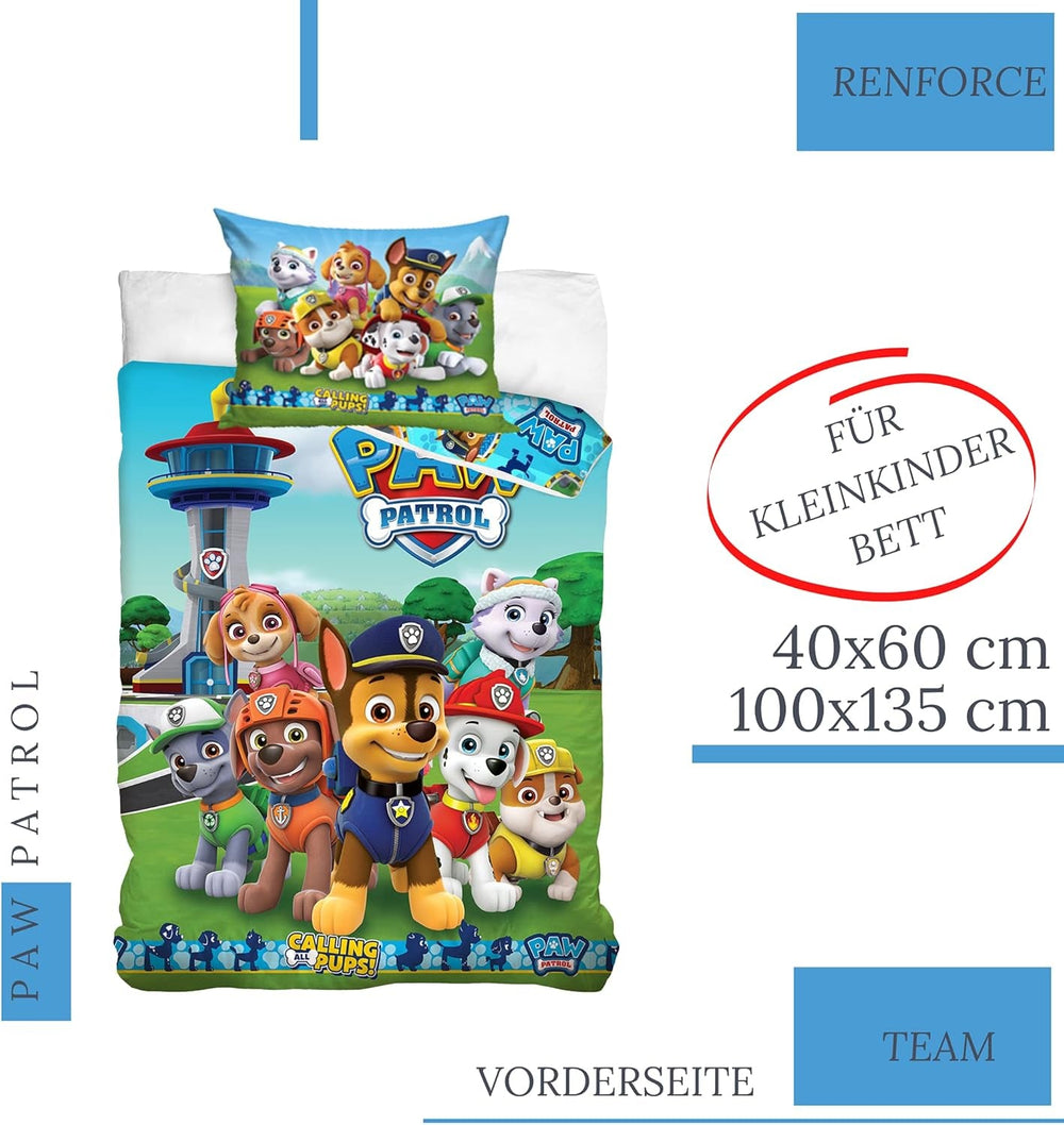 Bettwäsche Bettbezug 100X135 40X60 Baumwolle · Kompatibel Mit Paw Patrol Baby Kinderbettwäsche Für Mädchen Und Jungen · 2 Teilig · 1 Kissenbezug 40X60 + 1 Bettbezug 100X135 Cm Naty Shop