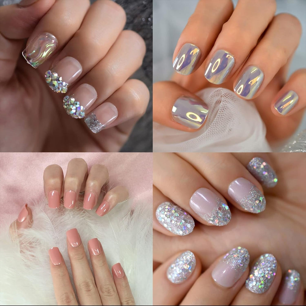 600 de bucăți unghii artificiale scurte ovale, 12 dimensiuni acrilice cu jumătate de acoperire, vârfuri de unghii false, unghii artificiale, pentru manichiură femei salon DIY (natur)