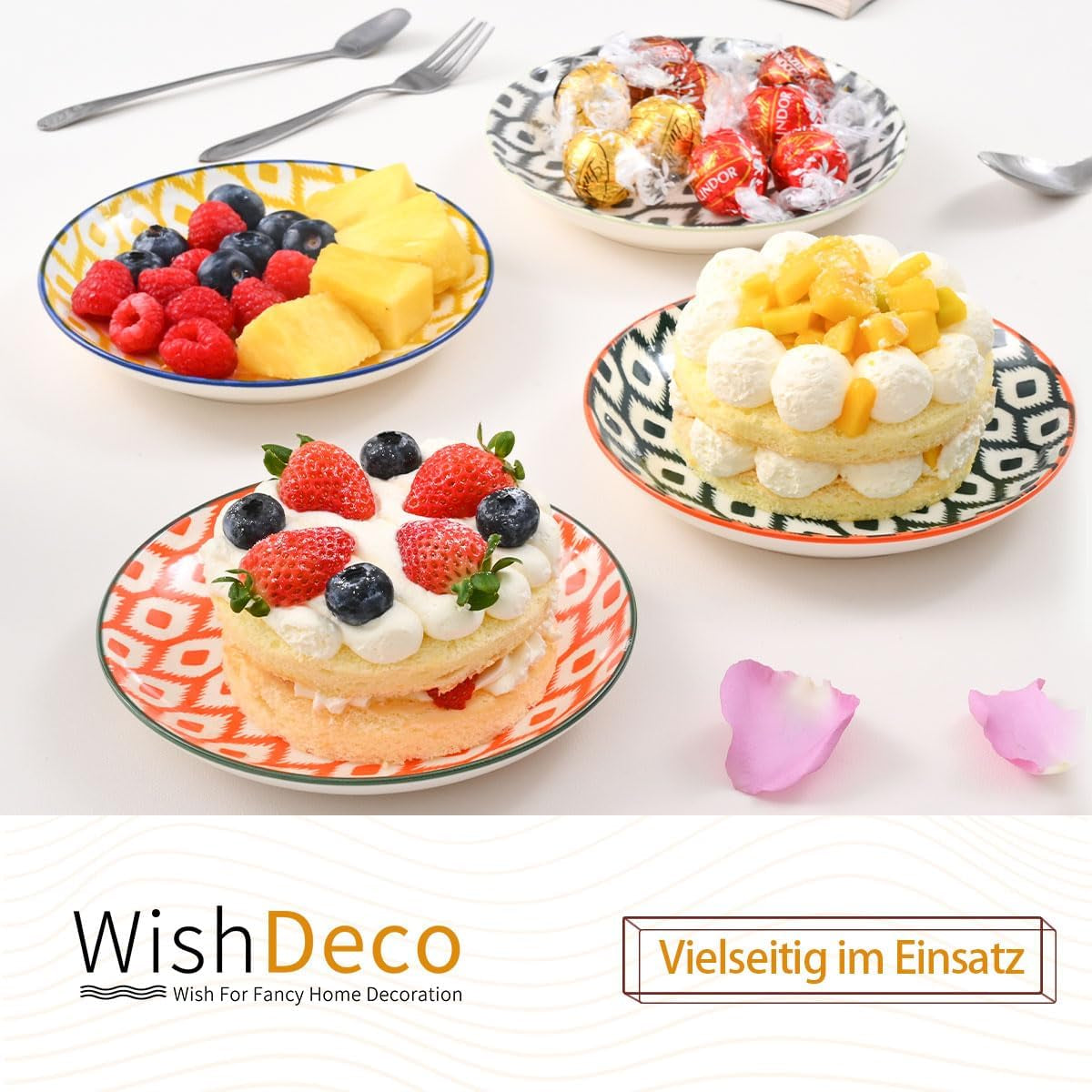 Farfurii pentru tort, set de 6; farfurii mici pentru desert (15 cm); farfurii pentru salată din porțelan; farfurii colorate pentru micul dejun; farfurii mini pentru paste, fructe, pâine