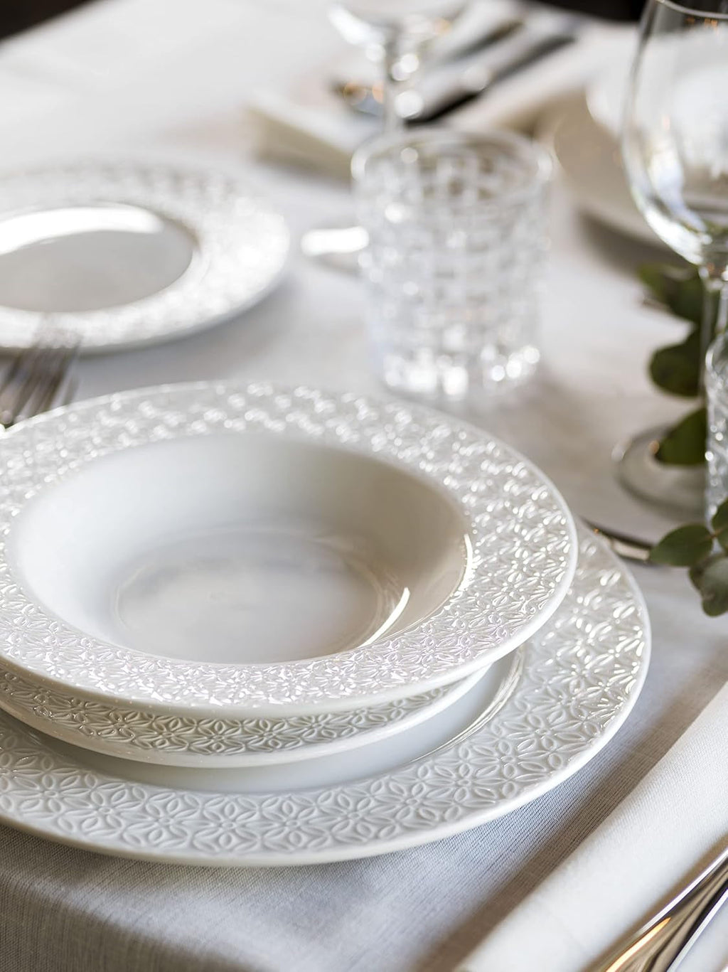Margaret, serviciu de masă pentru 6 persoane, 18 piese, porțelan, alb Seturi vesela masa Naty Shop