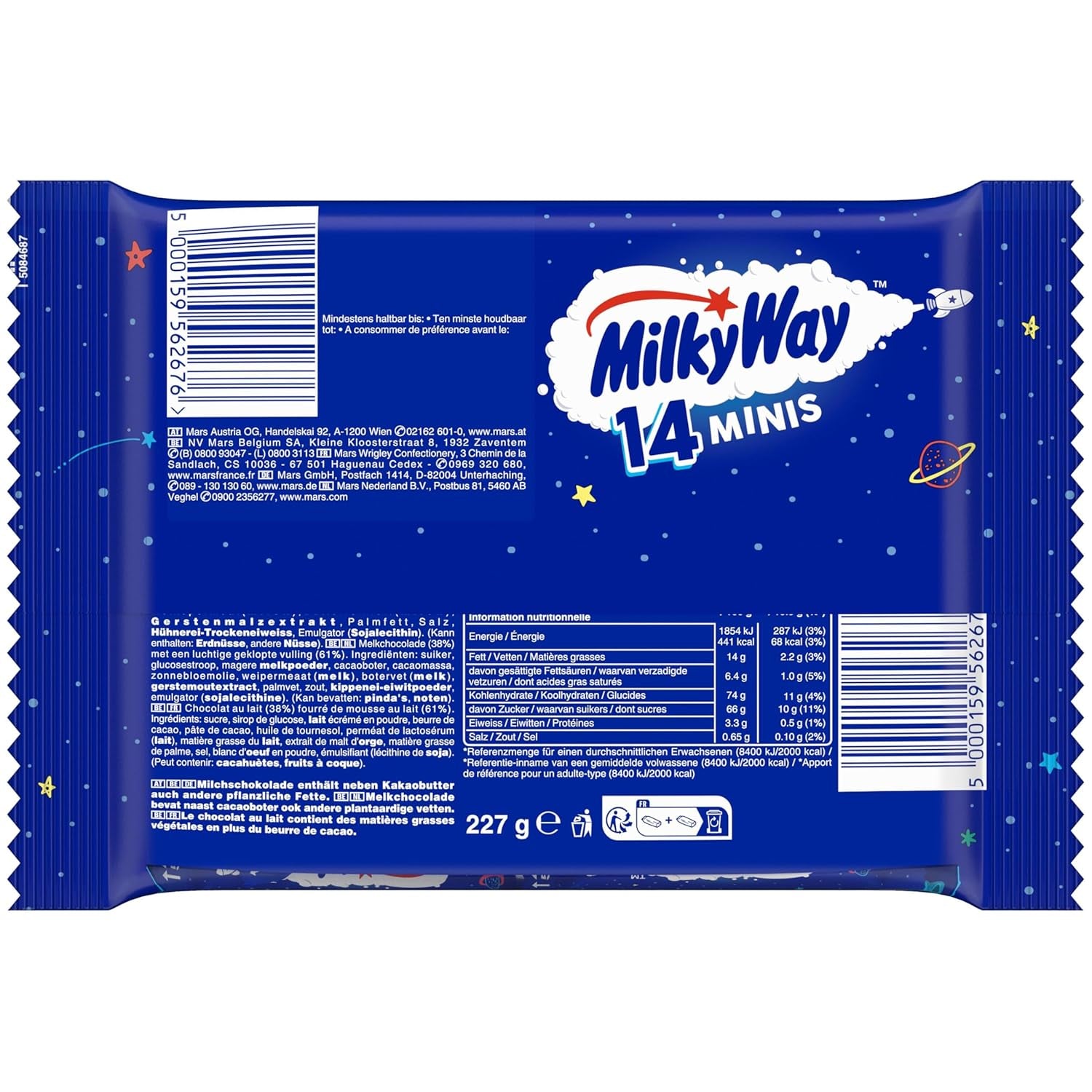 Mini pachet vrac de ciocolată, mini batoane de ciocolată cu cremă de nuga și caramel, 227g, idee de cadou de ciocolată, pachet mare de ciocolată