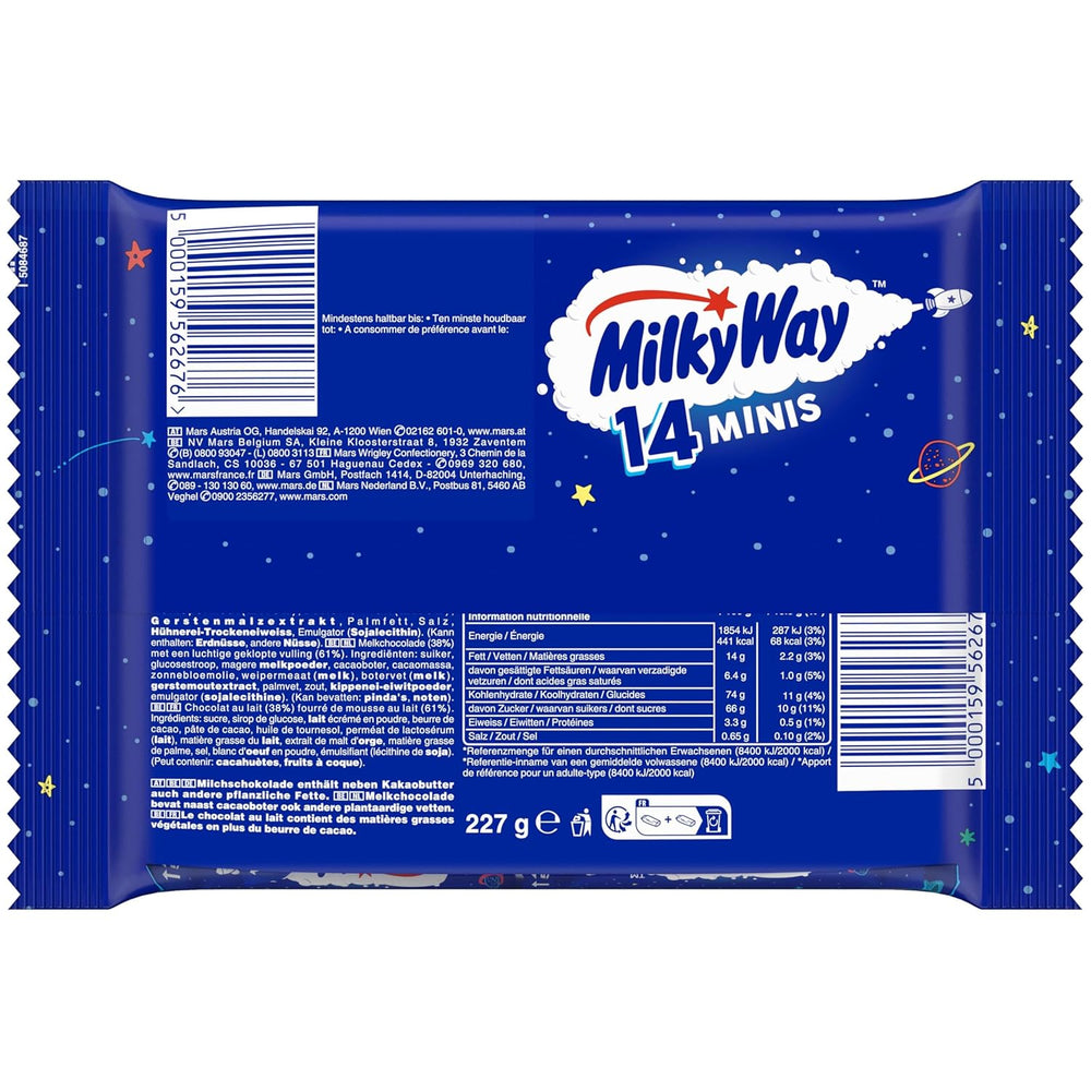 Mini pachet vrac de ciocolată, mini batoane de ciocolată cu cremă de nuga și caramel, 227g, idee de cadou de ciocolată, pachet mare de ciocolată