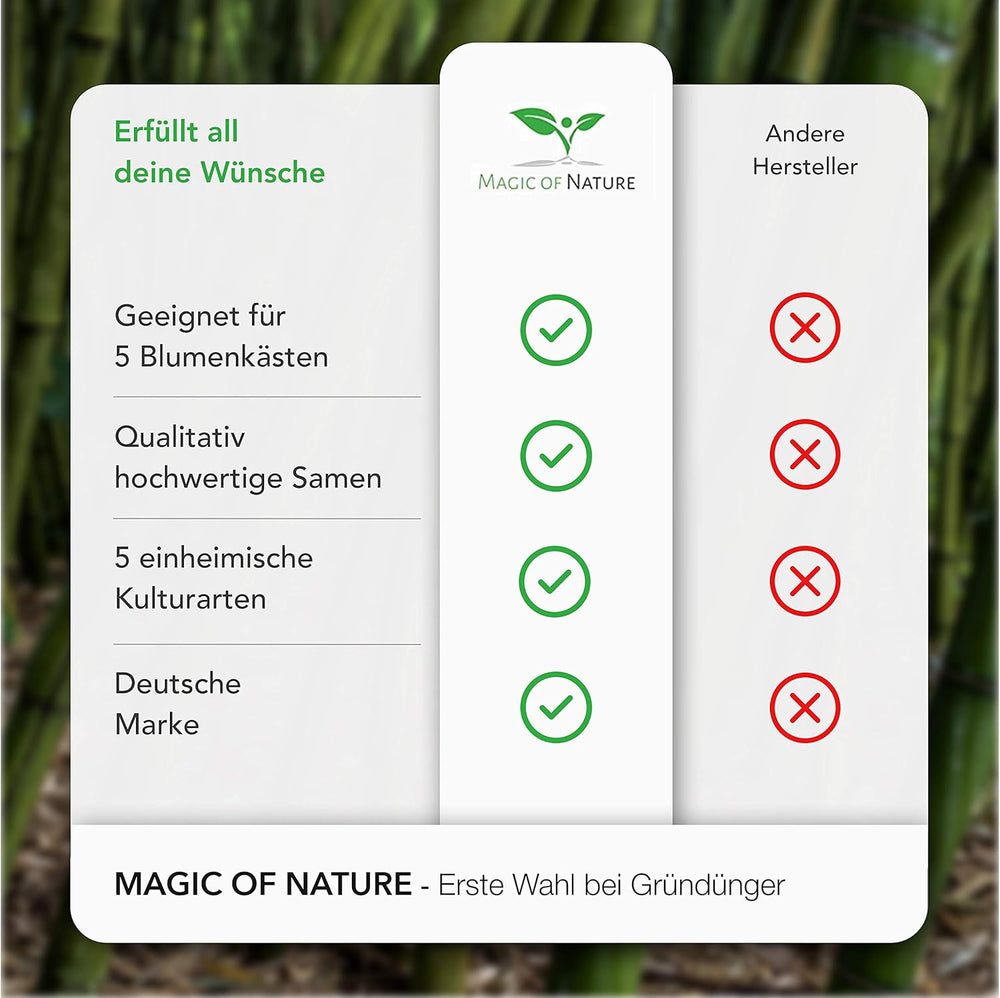 Mix pentru cutii de balcon Magic of Nature - Semințe de 10 g - Plante prietenoase cu albinele - Ușor de utilizat - Paradisul albinelor - 5 specii cultivate native - Potrivit pentru cutii de flori și jardiniere