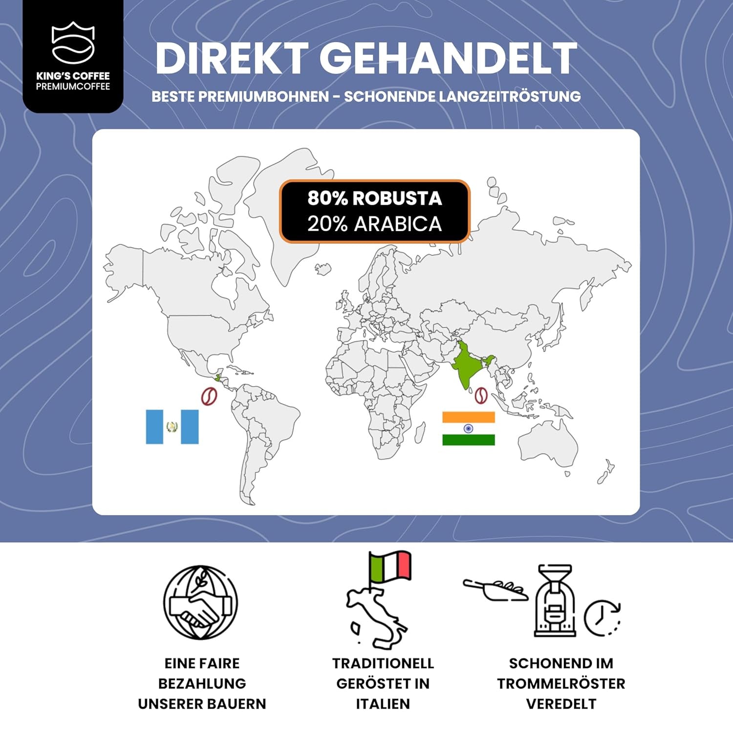 KING'S COFFEE - AMESTEC RS ESPRESSO - 1 kg boabe de cafea tari și aromate - cafea cu aciditate scăzută - cafea boabe întregi - prăjire în loturi mici din Italia - boabe de espresso pentru aparate complet automate și aparate cu portafiltru