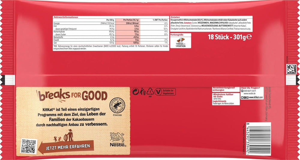 Batoane de ciocolată Nestlé Mini XXL, batoane crocante cu ciocolată cu lapte și napolitană crocantă, pachet de 4 (1 x 301g)