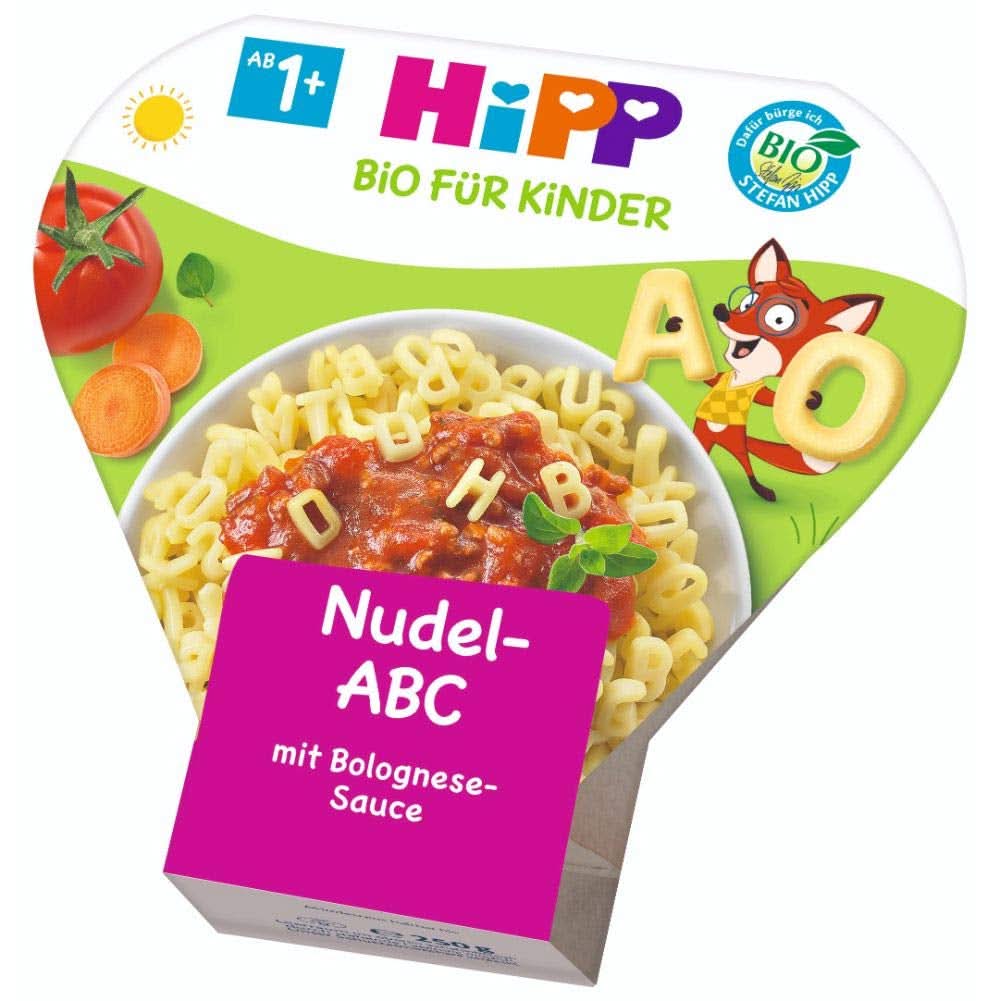 Hipp Kids Pasta Fun Flying ABC în sos Bolognese, pachet de 6 (6 X 250 grame) Mama si Copilul Naty Shop