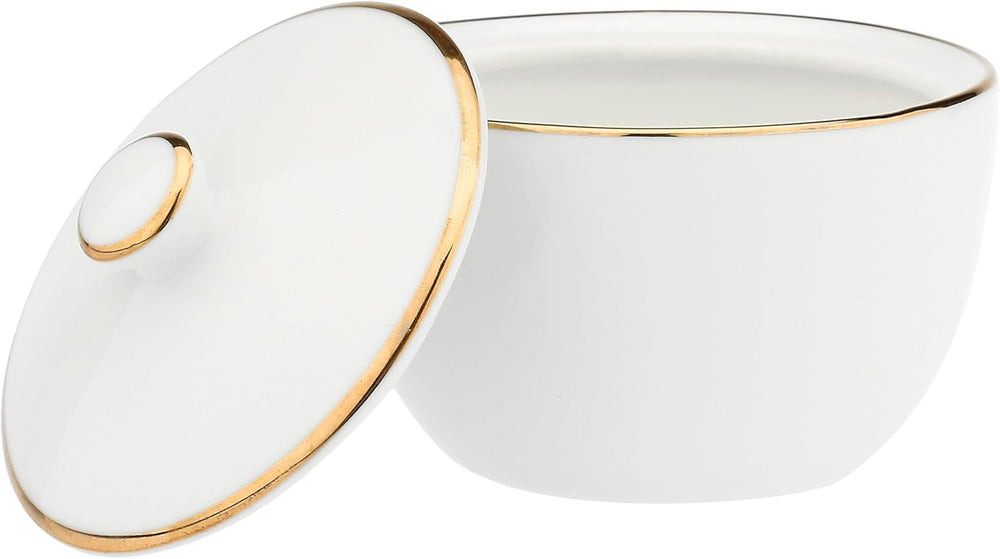 - Zuckerdose aus Porzellan, Durchmesser 10cm, Höhe 7.3cm, Kollektion Majestà