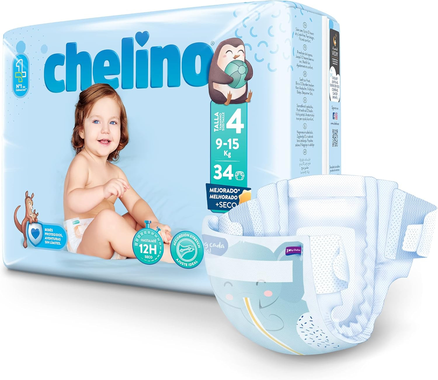 Scutece pentru copii Fashion & Love mărimea 4 (9-15 kg), 34 bucăți