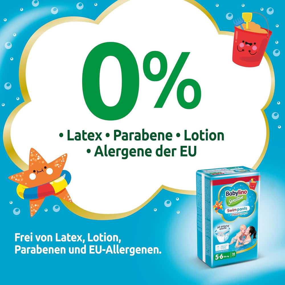 Scutece Sensitive Swim Pants, pentru mare și piscină, mărimea 5-6 (peste 14 kg), 84 bucăți