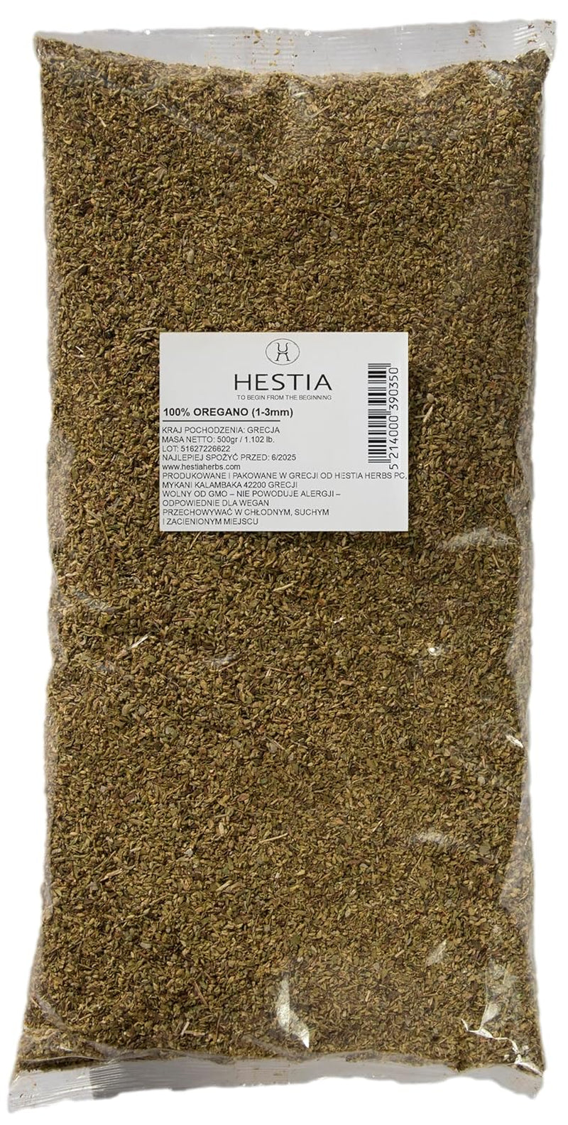 Hestia Herbs Griechischer getrockneter Oregano 500 g, Allergenfrei – Vegan – GVO-frei
