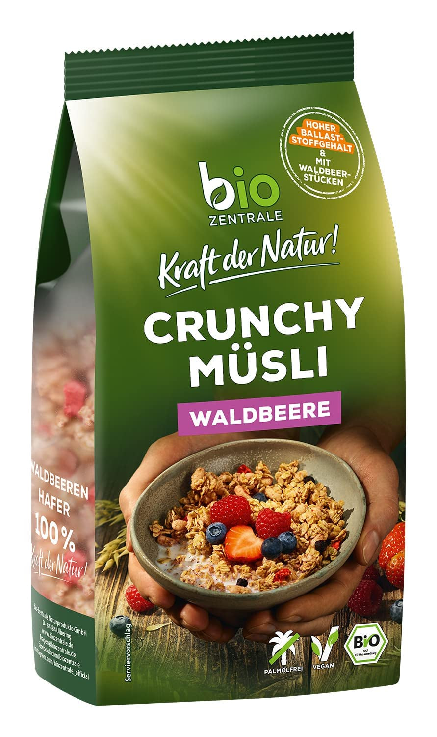 Muesli crocant cu fructe de pădure Biozentrale | 375 g Muesli organic | Ideal pentru micul dejun și pentru paharul tău de muesli la pachet | O alternativă la batoanele de muesli