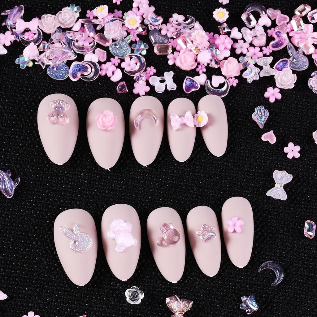 100 bucăți farmece pentru unghii cu fundă Y2K 3D rășină Camellia floare farmece pentru unghii Kawaii strasuri pentru unghii decorațiuni Nail Art, modele, accesorii DIY pentru artizanat (roz)