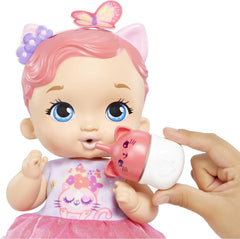 My Garden Baby HHL21 - Katzen-Baby Puppe (pinke Haare) mit Katzenohren und süßem Jasmin-Duft, inklusive Lätzchen, Fläschchen und Stoffwindel, Spielzeug für Kinder - ab 3 Jahren