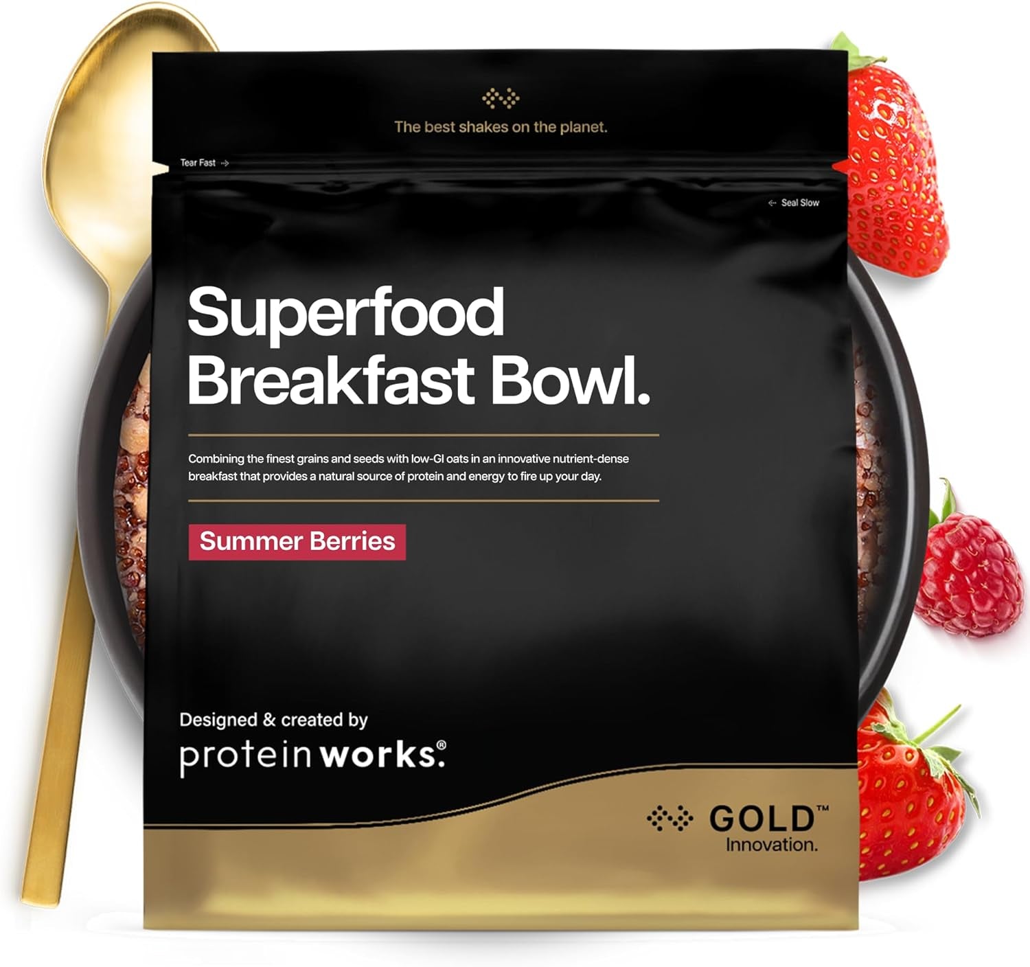 Protein Works | Mic dejun cu superalimente - Inovație GOLD, Cereale premiate, Muesli proteic, Bogat în nutrienți cu cereale, semințe și ovăz, Bogat în fibre, Măr și scorțișoară, 10 porții, 600g