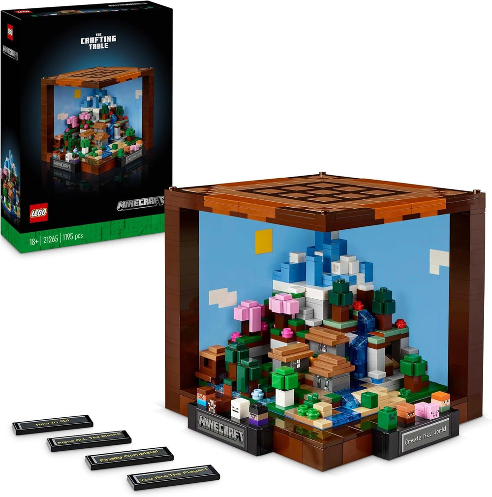 Set de construcție LEGO Minecraft The Workbench, set de jocuri video cu 8 figuri, inclusiv Steve, Alex, creaturi și biome, model aniversar 15, idee de cadou pentru adulți, bărbați și femei 21265 Seturi de constructie Besuche den LEGO-Store Titlu implicit