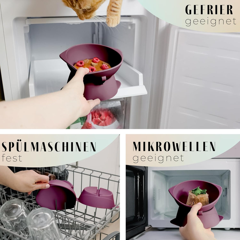 Bol pentru pisici ne&no® din silicon cu înclinare reglabilă | Bol pentru hrănirea pisicilor ridicat | Bol pentru hrana pisicilor